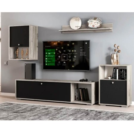 Нанси тумба ТБ-1600 (дуб крафт серый/софт черный)