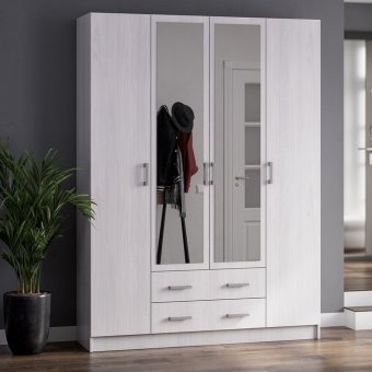 Шкаф 4 ств Квадро (Анкор белый)