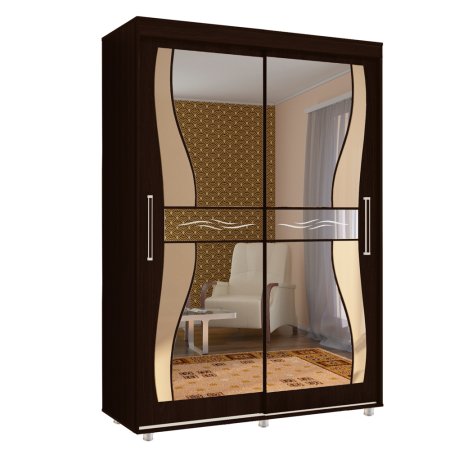 Комфорт-12 шкаф-купе Прайм Фигурные зеркала (Венге, 150)