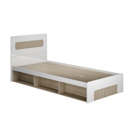 Палермо-3 Ю кровать КР-001 90х200 с подъемным механизмом (ясень шимо светлый / глянцевая Белый)