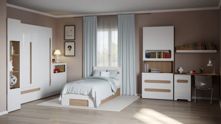 Палермо-3 Ю стол письменный СТ-021 (Шимо светлый / глянцевая Белый)