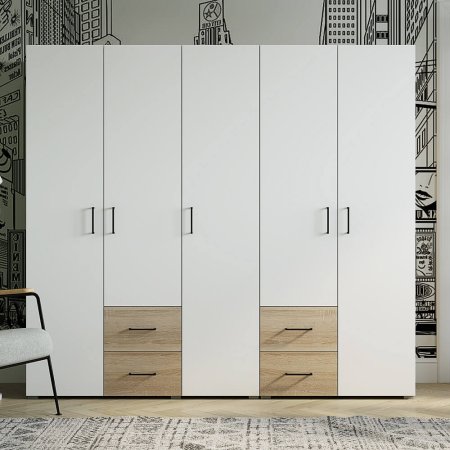 VICTOR шкаф 3 ств c ящиками (Сонома/Белый)