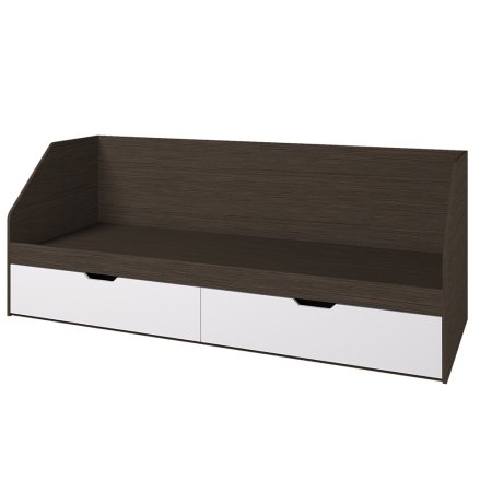 Ненси Кровать 800/2 80х200 с ящиками БЕЗ ручек (Венге/Белый софт)