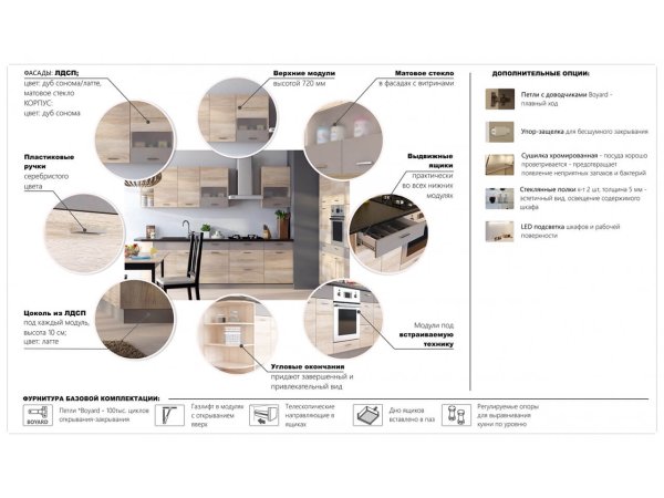 Кухня Николь 1,2м (Сонома/латте) со столешницей