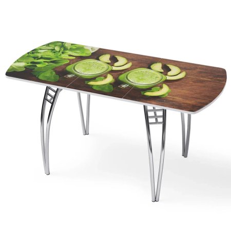 Стол "Лайм-2" раздвижной с фотопечатью (1500*700/400) стекло 4мм+лдсп 22мм кромка-белый