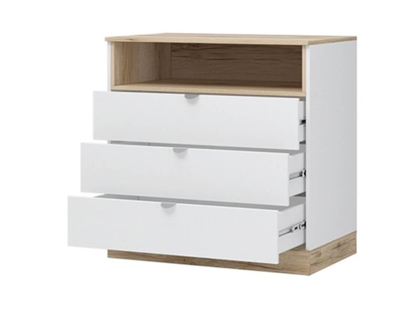 Юкки КМ 3Я 900 Комод 3 ящика (Белый / Дуб делано)