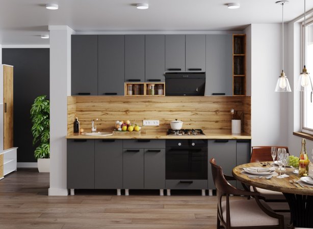 Модульная кухня Осло (Карбон вулкан)