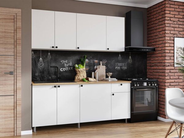 Кухня Ника 1,8м Белый (дуб классический) со столешницей