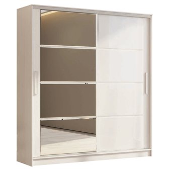 Дубай-2 премиум шкаф-купе (Анкор белый/стекло белое/зеркало, 170)