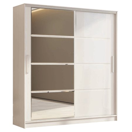 Дубай-2 премиум шкаф-купе (Анкор белый/стекло белое/зеркало, 170)