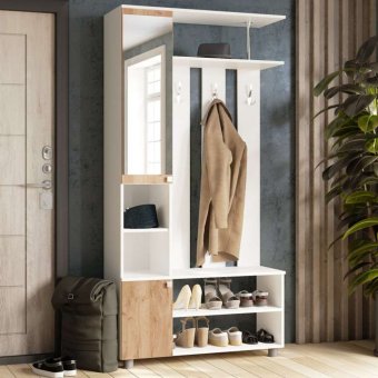 Прихожая Эконом (Белый/Крафт золотой)