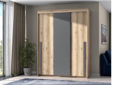 Диего-1 шкаф-купе 3 ств (Делано светлый/графит)