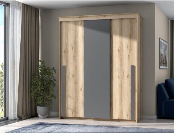 Диего-1 шкаф-купе 3 ств (Делано светлый/графит)