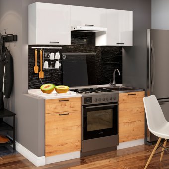 Кухня Дуся 1,6м (Белый/Дуб бунрати)