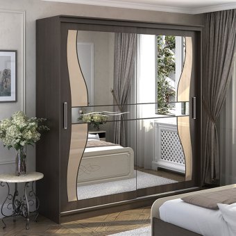 Шкаф-купе Олимп 1 зеркало,лакобель (Венге - снято с производства)