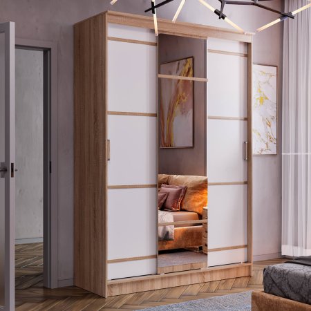 Сакура шкаф-купе 1,5м (Сонома/Белый)