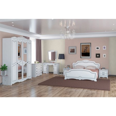 Лотос (ЛАК) стол туалетный (макияжный) (Белый/Белый жемчуг)