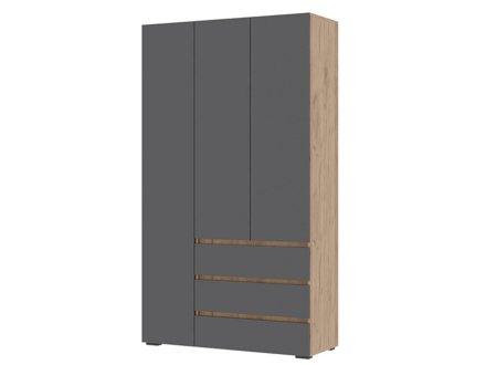 Хелен шкаф ШК 06 3 ств (Дуб крафт золотой/Графит)