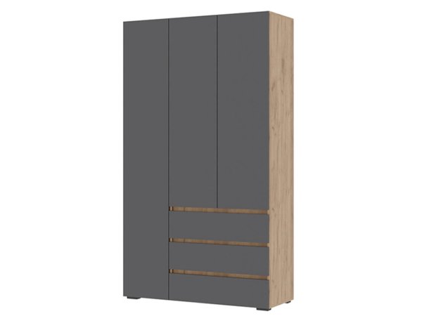 Хелен шкаф ШК 06 3 ств (Дуб крафт золотой/Графит)