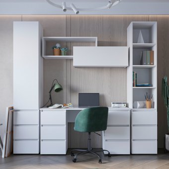 Стол компьютерный Хелен комплект 1 (белый)