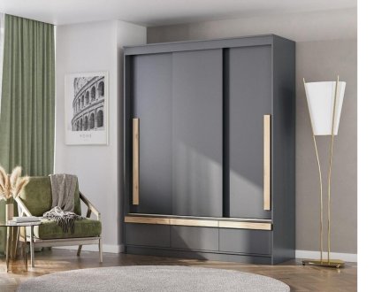 Версаль-1 шкаф-купе 3 ств с ящиками (Графит/делано светл)