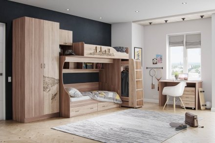 Детская Орион комплект 1  (ясень шимо/дуб сонома)