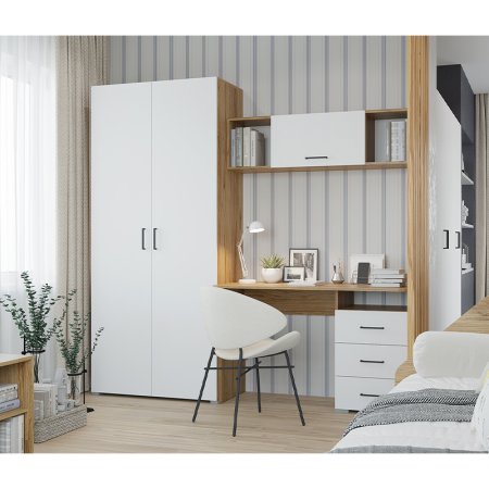 Лайт стол 1200/3 ящика  (Дуб золотой/Белый)