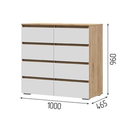 Хелен комод КМ 04 8 ящиков (Крафт золотой/Белый)