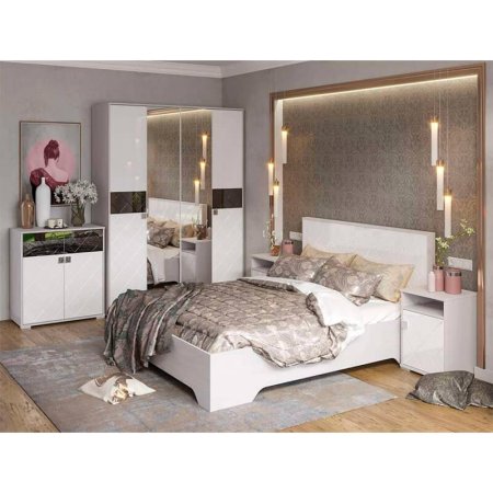 Сальма кровать КР 022 160х200 настил (ясень анкор/Белый глянец)