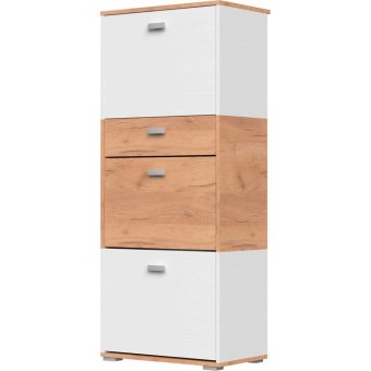 Вегас прихожая тумба для обуви (Дуб крафт золотой/ Белый глубокие поры)