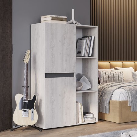 Мрия шкаф стеллаж ШК-16 (Бетон пайн светлый/графит)