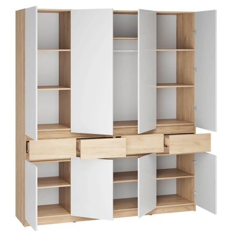 Стоуби шкаф ШК-2000 (Дуб Крафт Золотой/Белый Глянец)