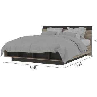 Эдинбург КР 02 Кровать 180х200 (Железный камень/Дуб крафт серый)