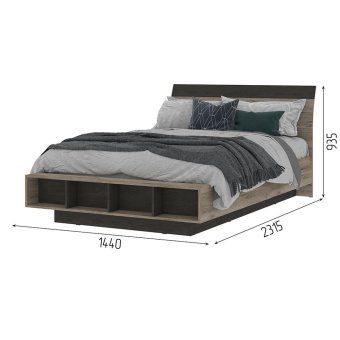 Эдинбург КР 03 Кровать (Железный камень/Дуб крафт серый)