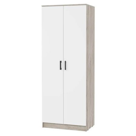 Ронда шкаф ШК-20 2 ств. без зеркал (Дуб крафт серый/белый)