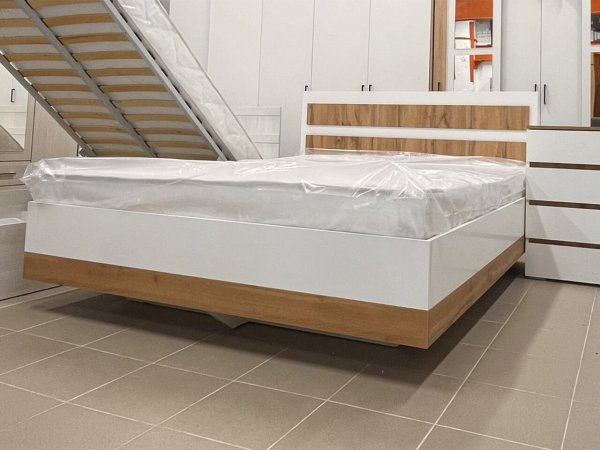 Дубай секция №8 Кровать 1С 160х200 (белый жемчуг/дуб вотан)