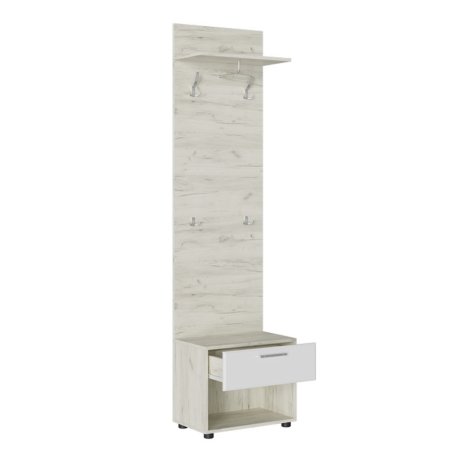 Сафари тумба с вешалкой ТМ-003 (Крафт белый/матовая Белый Софт)