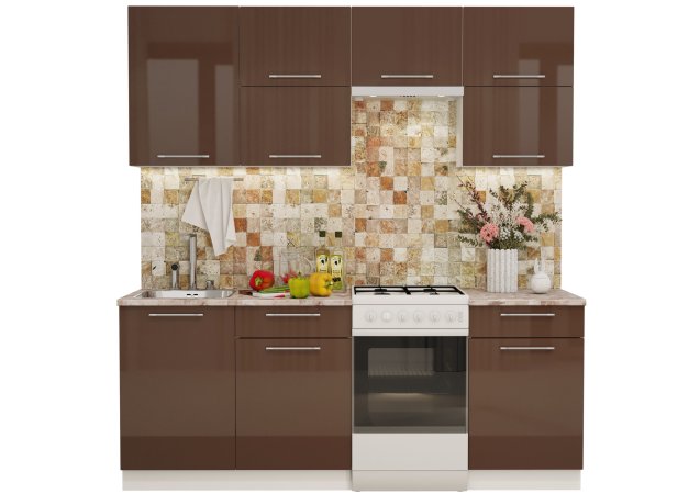 Модульная кухня Олива глянец (Глянец горький шоколад)