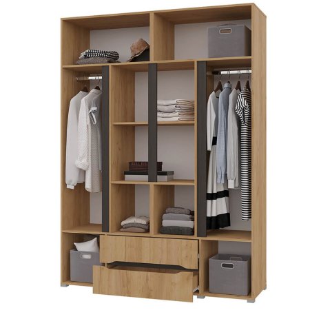 Вега шкаф 4 ств. с 2 ящиками без зеркал (Дуб крафт золотой)