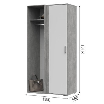 Денвер Шкаф ШК 04 (ателье светлый/ белый шагрень) снято с производства