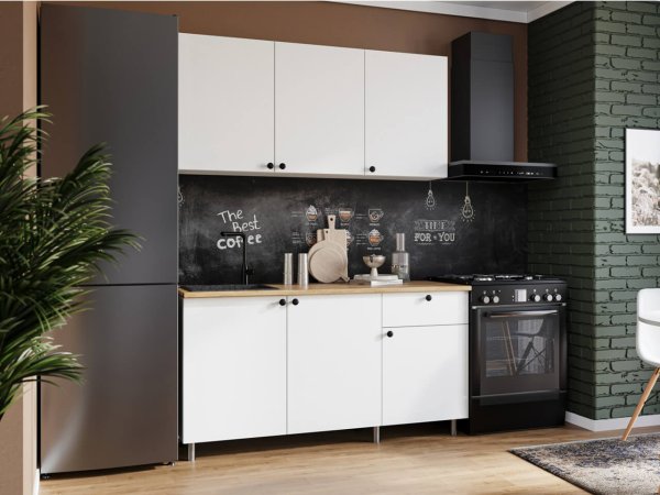 Кухня Ева 1,5м Белый (дуб классический) со столешницей