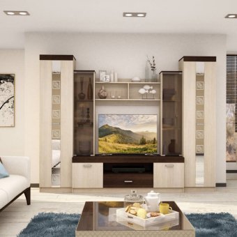 Гостиная Палермо 4 (Венге/анкор белый) ЦРК.ПЛР.04