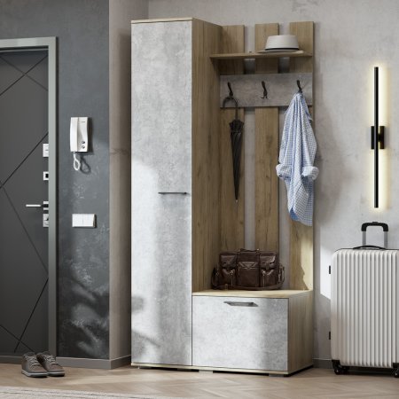 Бостон вешалка ВШ-2 (дуб крафт серый/бетонный камень)