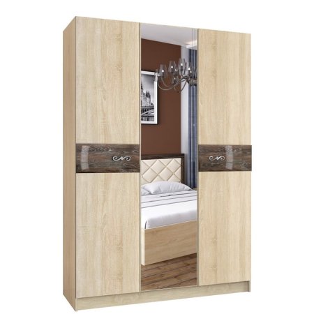 Мадлен шкаф 3 ств. (дуб сонома/МДФ дуб шале мореный)