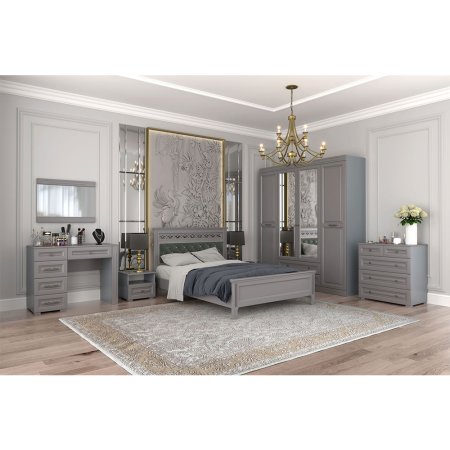 Олимп (ЛАК) спальный гарнитур зеркало настенное (Серый шифер/Антрацит)