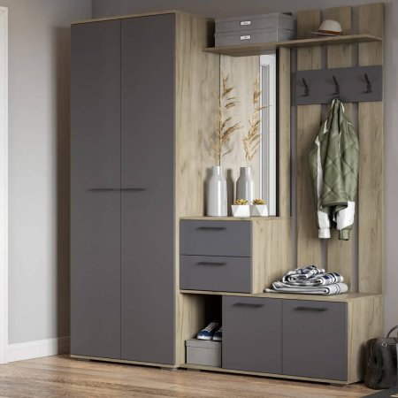 Бостон шкаф ШК-800 (дуб крафт серый/серый графит)