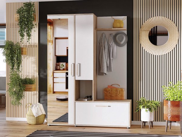 Афина-1 прихожая (Дуб сонома / белый жемчуг)