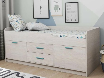 Кровать Каприз 18 80х180 двухъярусная без рисунка (ясень анкор белый) ЦРК.КПР.18