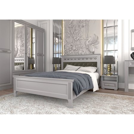 Олимп (ЛАК) спальный гарнитур зеркало настенное (Серый шифер/Антрацит)