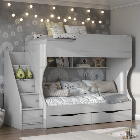 Кровать Каприз 22 80х180 двухъярусная (ясень анкор белый) ЦРК.КПР.22